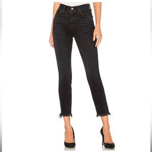GRLFRND Black High Rise Skinny Jeans Karolina Fray Ankle Crop